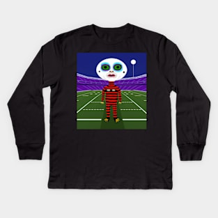 AI generated weird creature on Football field Kids Long Sleeve T-Shirt